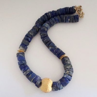 Rough lapis and gold vermeil necklace