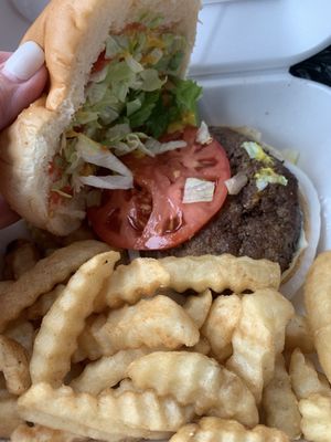 Hamburger & fries plate