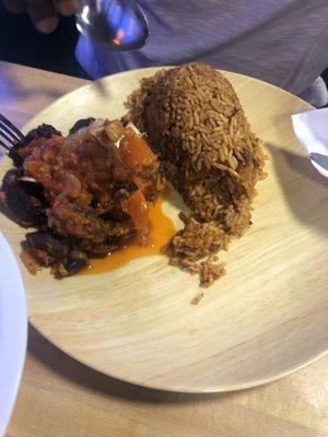 Jollof rice and goat