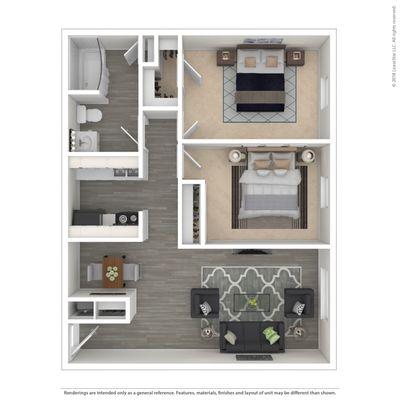 2 Bedroom 1 Bathroom Apartment (700 sq. ft.)