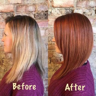 My "Before and After" hair color with Jess! I wanted a pretty color for Fall and I love my new Red hair! Beyond satisfied!!!