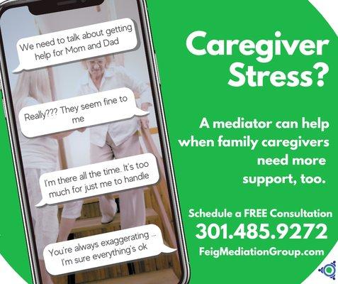 We offer mediation services for elder care and extended family conflicts