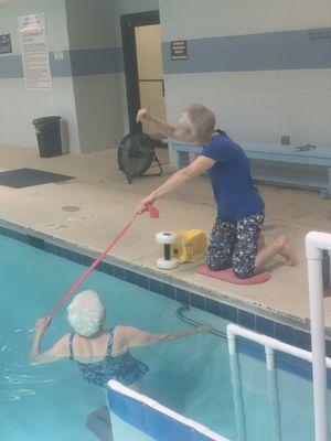 Water exercises for shoulder and upper back.