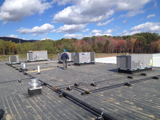 Rooftop HVAC units for a new car dealership in Dickson City, Pa