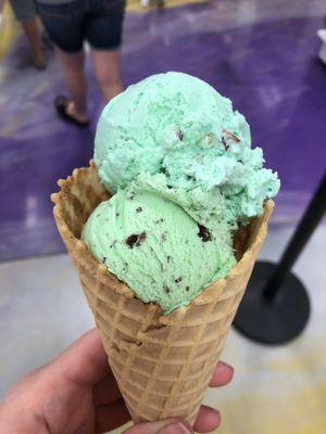 Pistachio and mint chocolate chip.