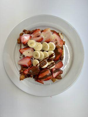 Funnel with strawberry, banana, and Nutella