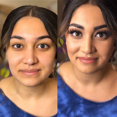 Before and after wedding makeup