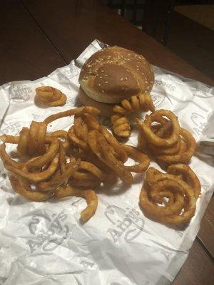 "Large" curly fries with a regular