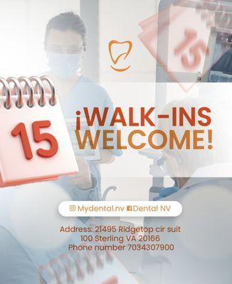 Walk-ins are always welcome!