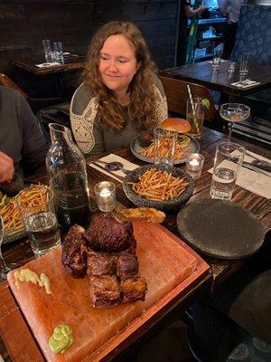 Short rib, fries, burgers