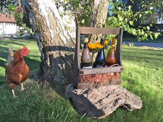 Wine holder from vintage distressed wood - for guest or centerpieces