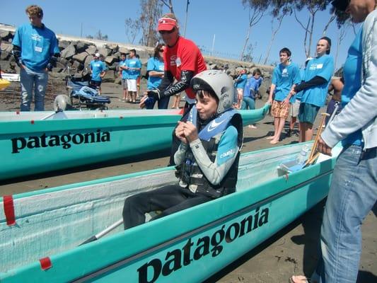 Excited canoer