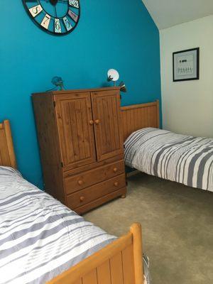 2nd Bedroom with Twin Beds and Freshly Painted