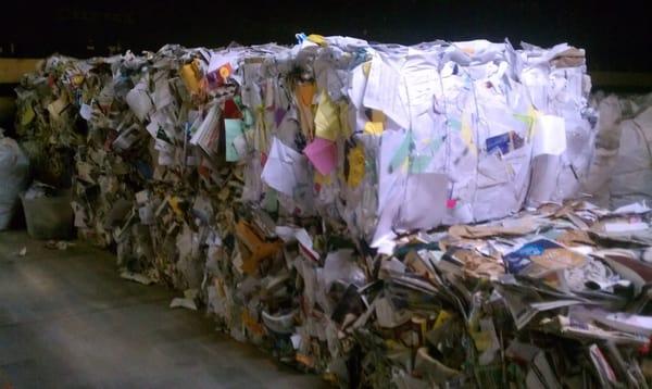 Baled paper from Double J's Recycling center located at 21358 Austin RD