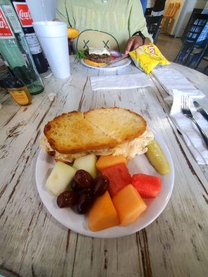 Turkey Reuben and fruit