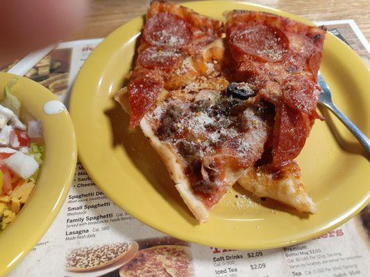 Pizza and salad.