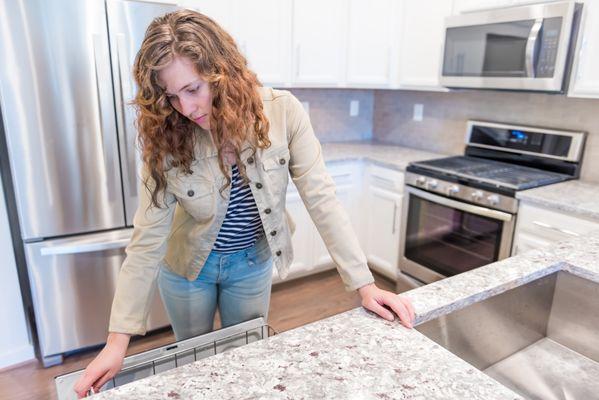 girl watching countertop kitchen