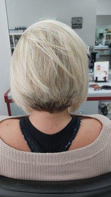 Cool blonde A-line bob