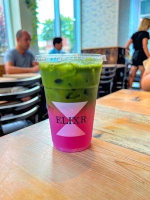 Butterfly pea flower lemonade + matcha