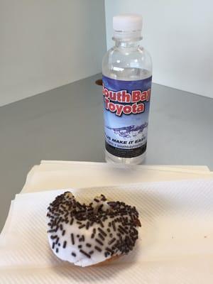 Complementary water and donuts