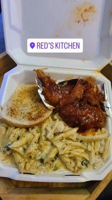 2 meat pasta / 4 piece wings with remix sauce