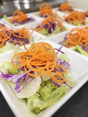 House salad complimentary for lunch 
Creamy peanut sauce or orange citrus ginger 
Pick one sauce .