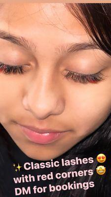 Classic lashes with a pop of red