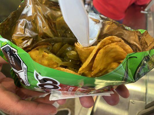 Tostilocos (nachos with jalapeños)