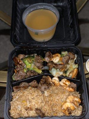 Hibachi Chicken and Steak, w/ Miso Soup