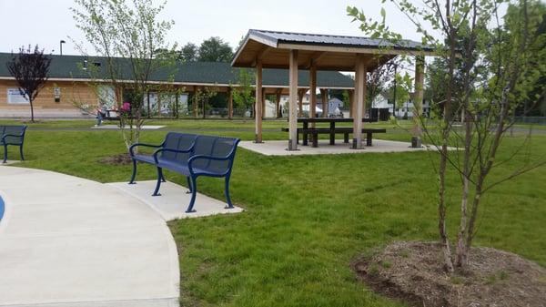 Just a fraction of the seating; large pavilion in background is nicely equipped and available to rent for functions!