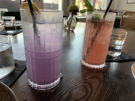 Mocktail Lavender Haze and cocktail Radish Queen