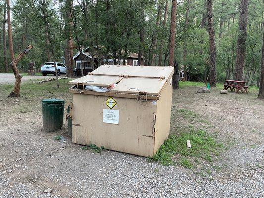 Bear and wildlife proof garbage bins. Guests are asked to remove all garbage from their cabin before departure.