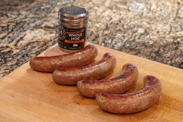 Sausages made with Casa M Spice Co® Whole Hog® seasoning