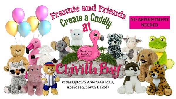 Create your very own cuddly with Frannie and Friends. An interactive experience for all ages in the Uptown Aberdeen Mall, SD