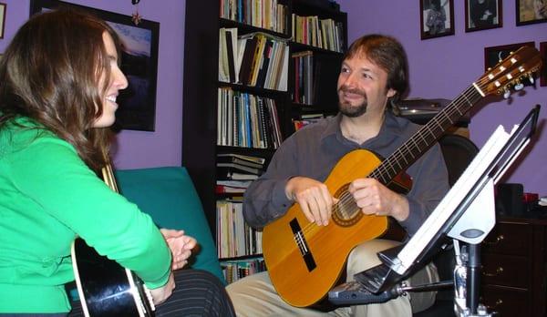 Suzanne G. works on some music theory.