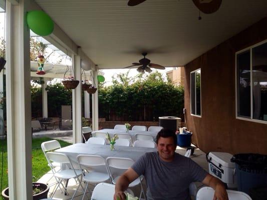 Enjoying a patio cover built by Pat the Patio Guy