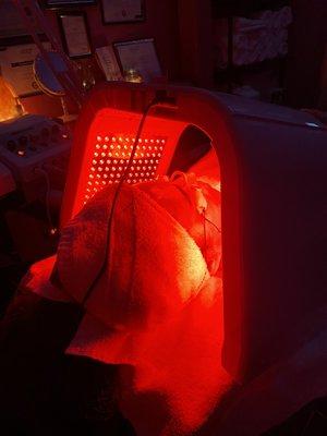 Custom facial with red light therapy for fine lines and wrinkles