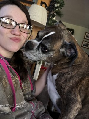 Boomer the boxer giving me kisses