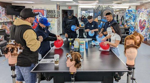 Straight razor practice on Balloons