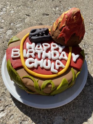 Here's Chulas cake from this year, the theme was Jurassic Bark:)