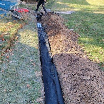 French drain installation