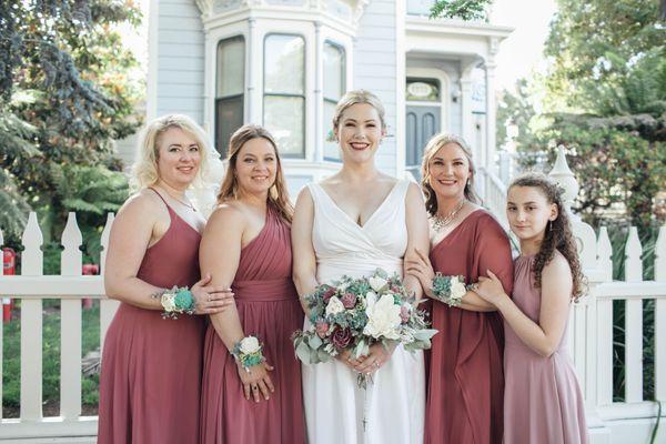 Everyone except left-hand bridesmaid makeup by Mei