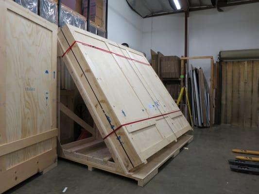 Our custom A-frames allow very large crates to still fit within transportation height restrictions.