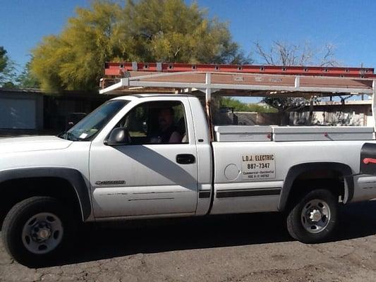 Work truck en route to job site