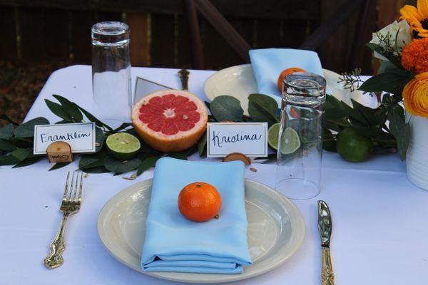 Close up of place setting