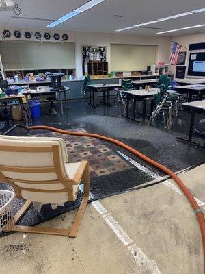 Water damage during holiday break at Hamilton county school. IRCS was here to help!