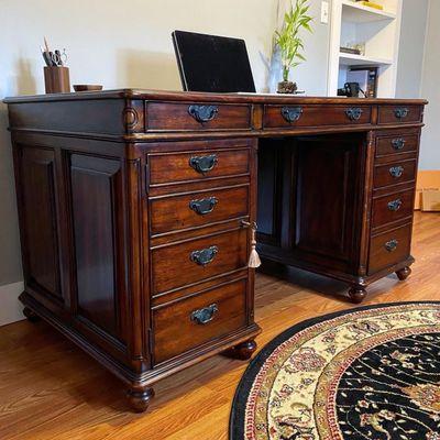 Beautiful desk I purchased, set up in my home office.