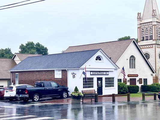 Frontage next to church