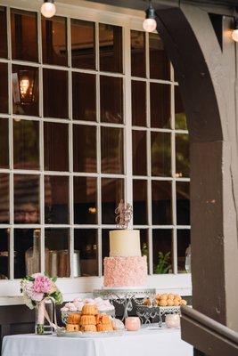 Our dessert table, safe from the rain, but on display for everyone to see. Photo by Kirsten Marie Photography