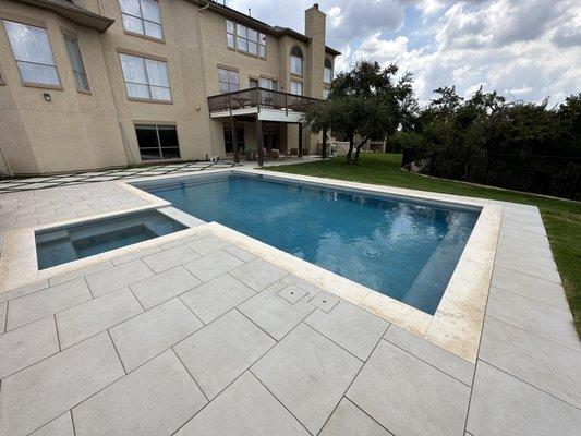 Porcelain pool deck.